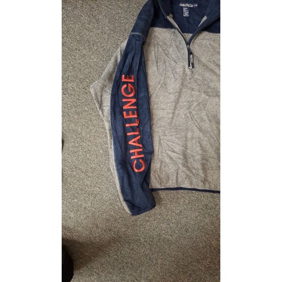 Vintage Nautica Challenge 1/4 Zip Fleece Pullover Mens L Spellout Made in USA - Picture 4 of 4